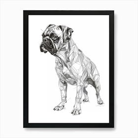 Dog Black & White Line Sketch 4 Art Print