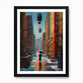 Couple Walking Down The Street Art Print