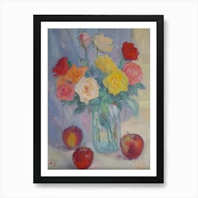 Roses In A Mason Jar Art Print