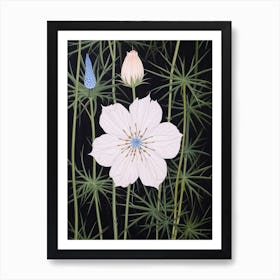 Flower Illustration Love In A Mist Nigella 6 Art Print