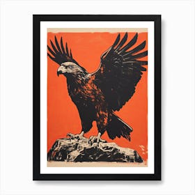 Eagle, Woodblock Animal  Drawing 2 Art Print