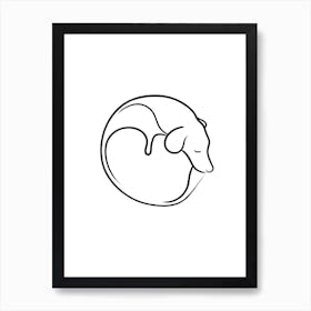 Sleeping Dog Line Art Print