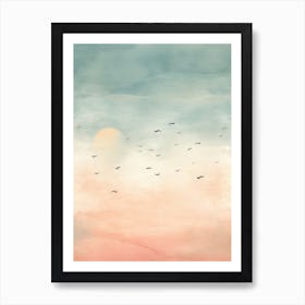 Sunset With Birds Art Print