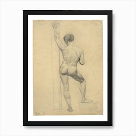 Male Academy Nude, Back View, Gustav Klimt Art Print