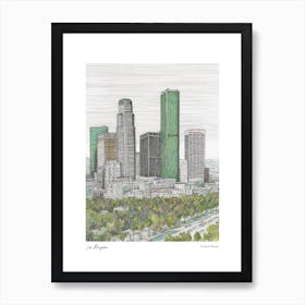 Los Angeles United States Drawing Pencil Style 2 Travel Poster Art Print