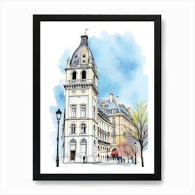 France Watercolor Sketch Art Print