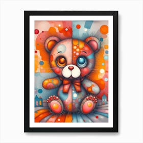 Patchwork Dreams: The Colorful Heart of a Teddy Art Print