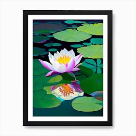 Blooming Lotus Flower In Pond Fauvism Matisse 4 Art Print