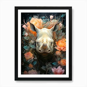 Floral Fantasy Rhino Póster