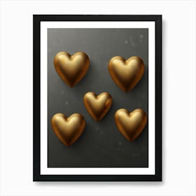 Gold Hearts Art Print