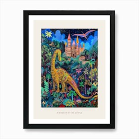 Dinosaur In The Castle Garden Painting 1 Poster Art Print