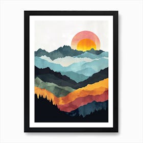 Sunset In The Mountains Art Print