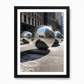 New York Downtown Giant Disco Ball 0 Art Print