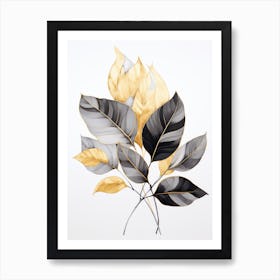 Gold And Black Leaves 1 Art Print