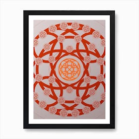 Geometric Glyph Circle Array in Tomato Red n.0291 Art Print