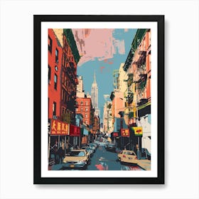 Chinatown New York Colourful Silkscreen Illustration 3 Art Print