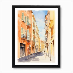 Cagliari, Italy Watercolour Streets 2 Art Print