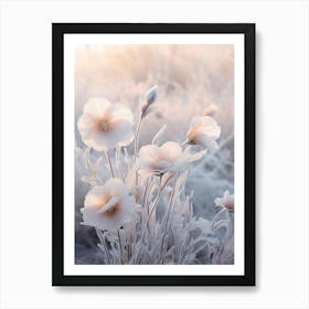 Frosty Botanical Evening Primrose 2 Art Print