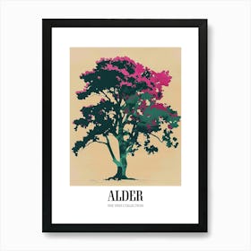 Alder Tree Colourful Illustration 2 Poster Art Print