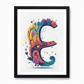 Colorful Letter E Illustration 81 Art Print