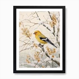 Winter Bird Painting American Goldfinch 2 Art Print