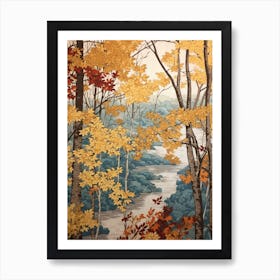 River Birch 5 Vintage Autumn Tree Print  Art Print