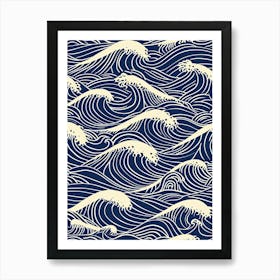 Sea Wave Pattern, Blue Art Print