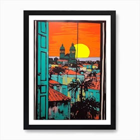 A Window View Of Havana In The Style Of Pop Art 3 Art Print