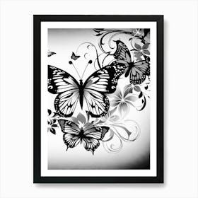 Black And White Butterflies 12 Art Print