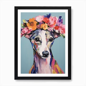 Whippet Portrait With A Flower Crown, Matisse Painting Style 1 Art Print