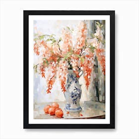 Wisteria Flower And Peaches Still Life Painting 3 Dreamy Art Print