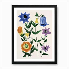 Painted Florals Canterbury Bells 3 Art Print