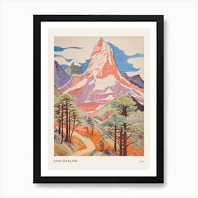 Ama Dablam Nepal 2 Colourful Mountain Illustration Poster Art Print