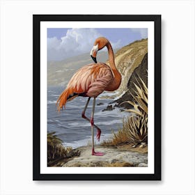 Greater Flamingo Southern Europe Spain Tropical Illustration 2 Art Print
