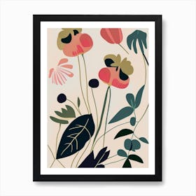 Wild Strawberry Wildflower Modern Muted Colours 2 Art Print