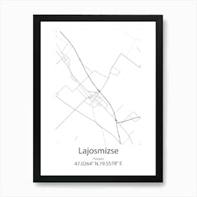 Lajosmizse,Hungary Minimalist Map Art Print