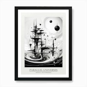 Parallel Universes Abstract Black And White 1 Poster Art Print
