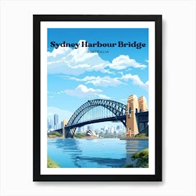 Sydney Harbour Bridge Australia Vacation Modern Travel Art Art Print