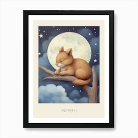 Baby Squirrel 5 Sleeping In The Clouds Nursery Poster Art Print