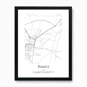 Rawicz,Poland Minimalist Map Art Print