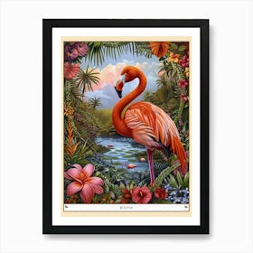 Greater Flamingo Bolivia Tropical Illustration 5 Poster Art Print