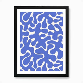 Periwinkle Blue Organic Abstract Shapes on Cream White Art Print