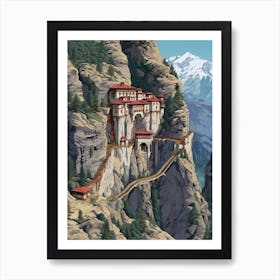 Sumela Monastery Pixel Art 1 Art Print