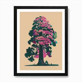 Sequoia Tree Colourful Illustration 1 Art Print