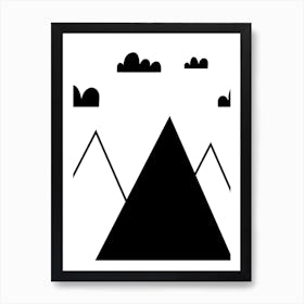 Scandi Black Mountains And Clouds Art Print