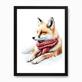 Arctic Fox Lying In Snow With A Fluffy Scarf Art Print