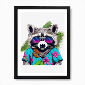 A raccoon in a Hawaiian shirt Art Print