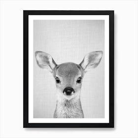 Baby Deer - Black & White Art Print