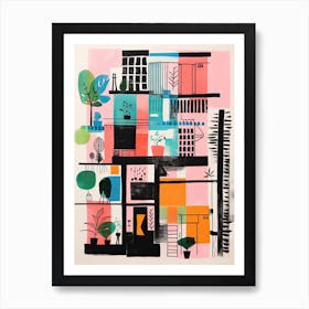 A House In Mumbai, Abstract Risograph Style 3 Art Print