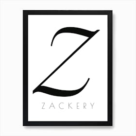 Zackery Typography Name Initial Word Art Print